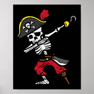 Halloween Skelet Pirate Dab Kostuum Jongen Kinder Poster