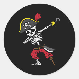 Halloween Skelet Pirate Dab Kostuum Jongen Kinder Ronde Sticker