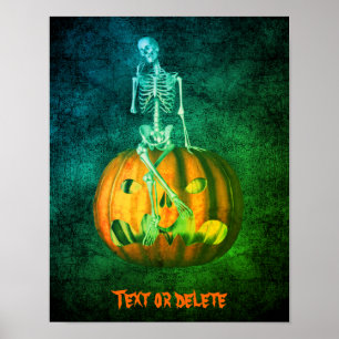 Halloween skelet pompoen gepersonaliseerd poster