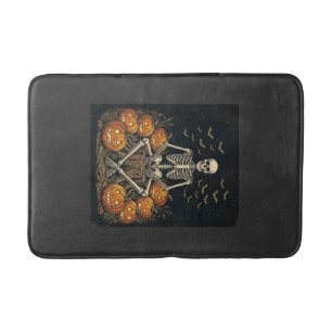 Halloween Skelet Pompoen Vintage Retro Design_1 Badmat