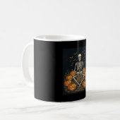 Halloween Skelet Pompoen Vintage Retro Design_1 Koffiemok (Voorkant links)