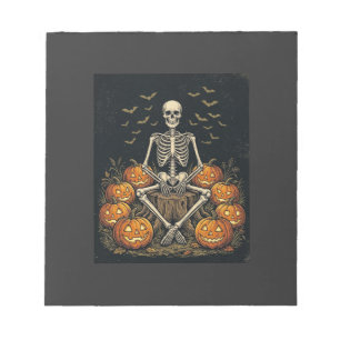 Halloween Skelet Pompoen Vintage Retro Design_1 Notitieblok
