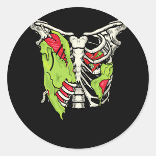 Halloween skelet rib kooi zombie kostuum gescheurd ronde sticker