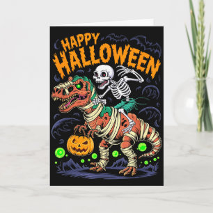 Halloween Skelet Rijdende Mummie T Rex Dinosaurus Kaart