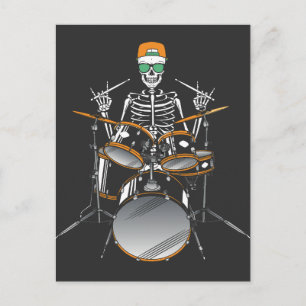 Halloween Skelet Rock Hand Drummen Briefkaart
