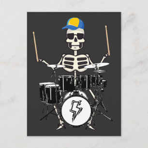 Halloween Skelet Rock Hand Drummen Briefkaart