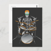 Halloween Skelet Rock Hand Drumspelend Briefkaart (Voorkant / Achterkant)