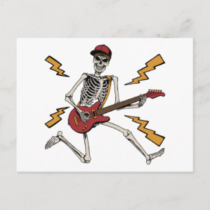 Halloween Skelet Rock Hand Gitaar Spelend Briefkaart