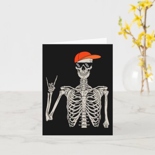 Halloween Skelet Rock On Hand Skelet M Kaart (Gele Bloem)
