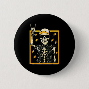  Halloween Skelet Rock On Hand Skelet M Ronde Button 5,7 Cm