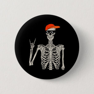  Halloween Skelet Rock On Hand Skelet M Ronde Button 5,7 Cm