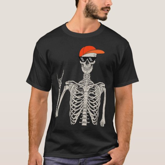 Halloween Skelet Rock On Hand Skelet M T-shirt (Voorkant)