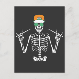 Halloween Skelet Rots Hand Drumspelend Briefkaart