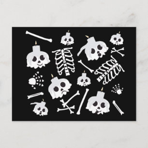 Halloween Skelet Schedel Botten Patroon Briefkaart