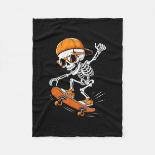 Halloween Skelet Skateboard Grappig Skateboarden Fleece Deken