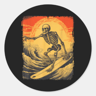 Halloween Skelet Surfen Surfplank Griezelig Seizoe Ronde Sticker