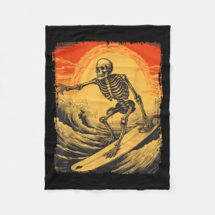 Halloween skelet surfen surfplank spookseizoen fleece deken