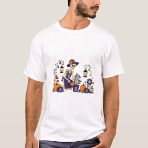 Halloween Skelet Tuinman Pompoenveld T-shirt