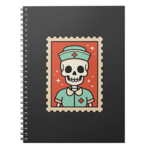 Halloween Skelet Verpleegster Stempel Ontwerp_1 Notitieboek