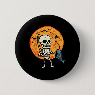 Halloween Skelet Vist Kostuum Visser Mannen B Ronde Button 5,7 Cm