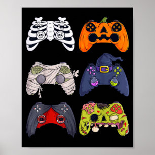 Halloween Skelet Zombie Gaming Controllers Mummie Poster