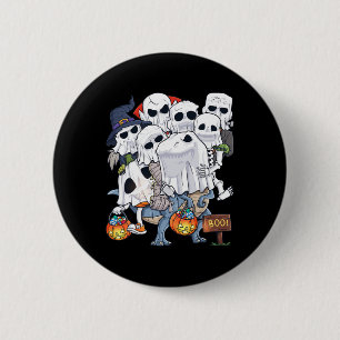 Halloween Skelet Zombie Riding T Rex Grappige Pomp Ronde Button 5,7 Cm