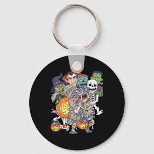 Halloween Skelet Zombie Rijden Mummy T Rex Grappig Sleutelhanger