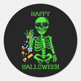 Halloween Skelet Zouten Snoep Fun 1 Ronde Sticker