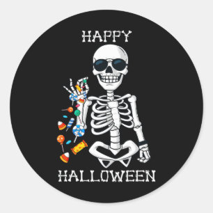 Halloween Skelet Zouten Snoep Plezier Ronde Sticker