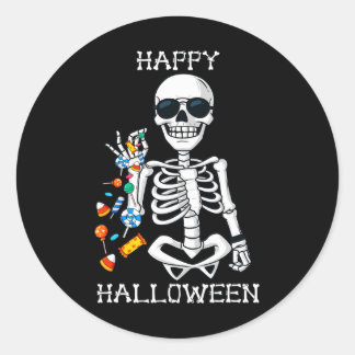 Halloween Skelet Zouten Snoep Plezier Ronde Sticker