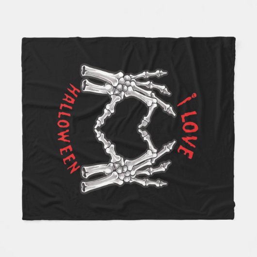 Halloween Skeletale Handen Hart Grappig Gezegde Fleece Deken (Voorkant (Horizontaal))