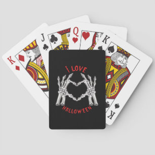 Halloween Skeletale Handen Hart Grappig Gezegde Pokerkaarten