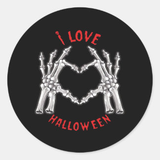 Halloween Skeletale Handen Hart Grappig Gezegde Ronde Sticker