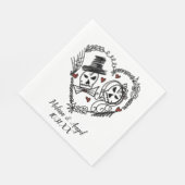 Halloween skeletkoppel krans illustratie servet (Hoek)