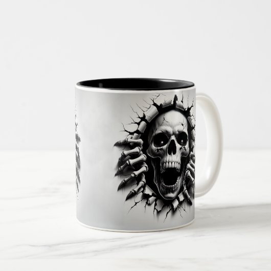 Halloween Skeleton 3D Mug Tweekleurige Koffiemok (Voorkant rechts)