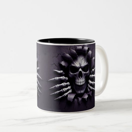 Halloween Skeleton 3D Mug Tweekleurige Koffiemok (Voorkant rechts)