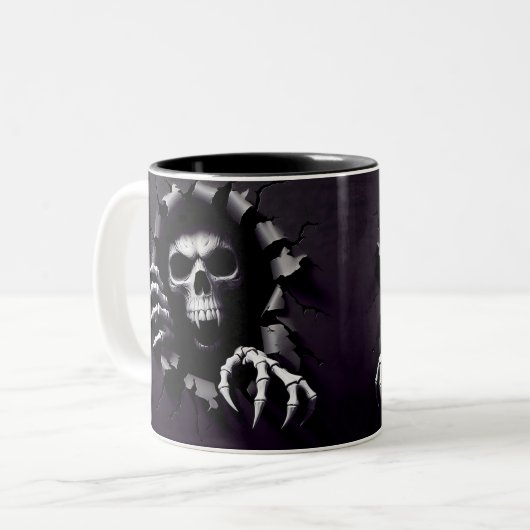 Halloween Skeleton 3D Mug Tweekleurige Koffiemok (Voorkant links)