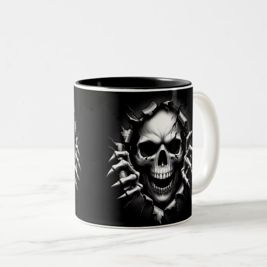 Halloween Skeleton 3D Mug Tweekleurige Koffiemok (Voorkant rechts)