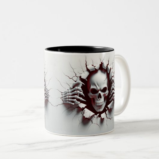 Halloween Skeleton 3D Mug Tweekleurige Koffiemok (Voorkant rechts)