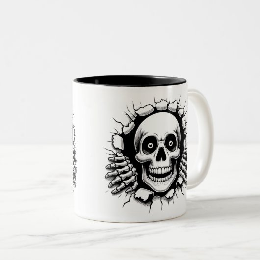 Halloween Skeleton 3D Mug Tweekleurige Koffiemok (Voorkant rechts)