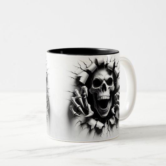 Halloween Skeleton 3D Mug Tweekleurige Koffiemok (Voorkant rechts)