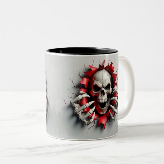 Halloween Skeleton 3D Mug Tweekleurige Koffiemok (Voorkant rechts)