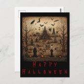 Halloween skeleton art briefkaart (Voorkant / Achterkant)