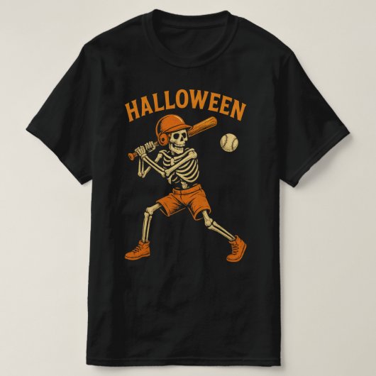 Halloween Skeleton Baseball T-shirt (Design voorkant)
