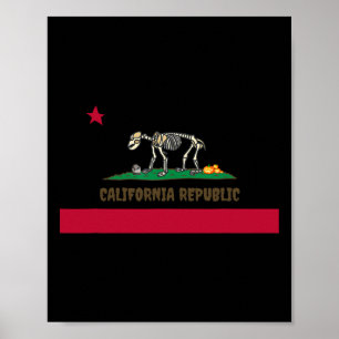 Halloween Skeleton Beer Californië CA State Flag F Poster