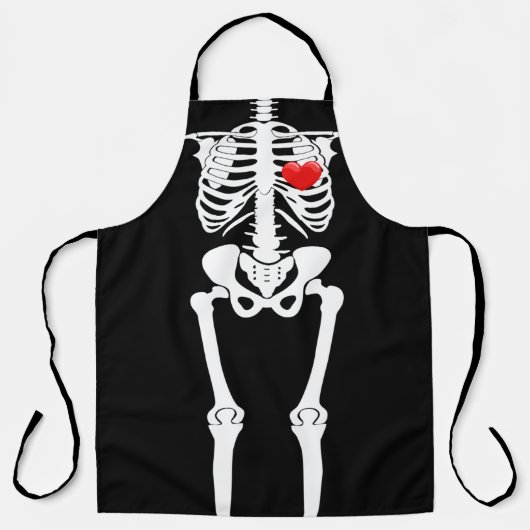 Halloween Skeleton Botten Hart All-Over Print Schort (Voorkant)