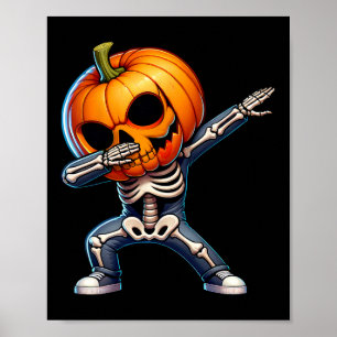 Halloween Skeleton Boys Trick Treat Funny Pumpkin Poster