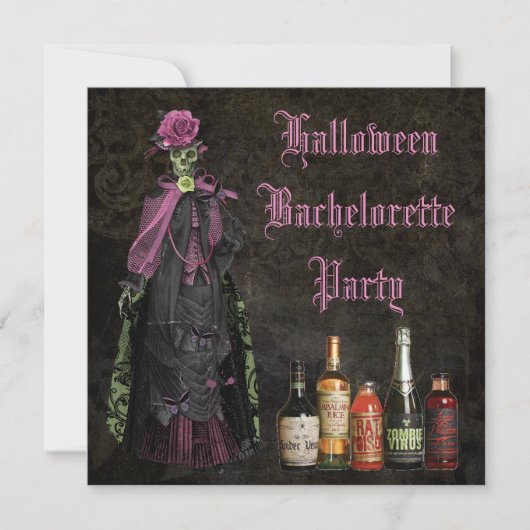 Halloween Skeleton Bride Bachelorette Party Kaart (Voorkant)