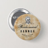 Halloween Skeleton Brown Gothic Bridesmaid Ronde Button 5,7 Cm (Voorkant /achterkant)