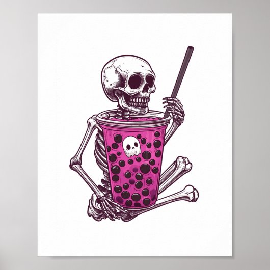 Halloween Skeleton Bubble Tea Poster (Voorkant)